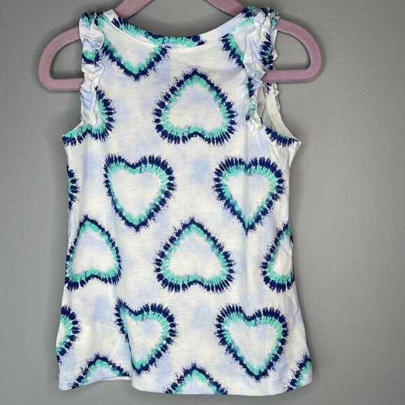 GAP NWT Girls Tank Top White Blue Ruffled Heart Tie Dye Cotton Various Sizes - Picture 6 of 8
